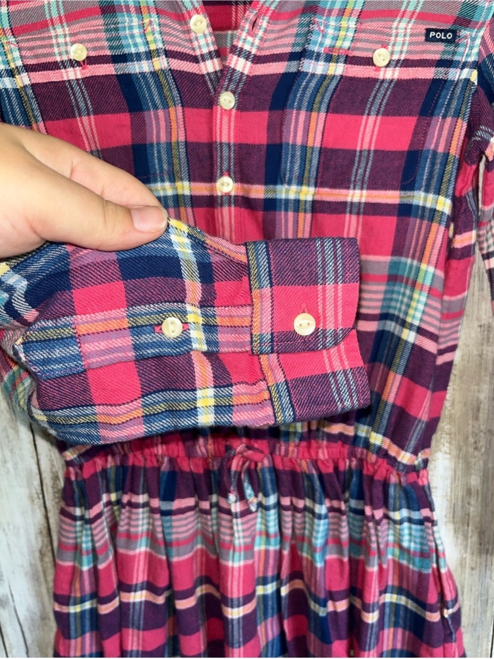 Polo Ralph Lauren Girls Plaid Shirt Dress Size 10 Pink Flannel - Picture 6 of 7